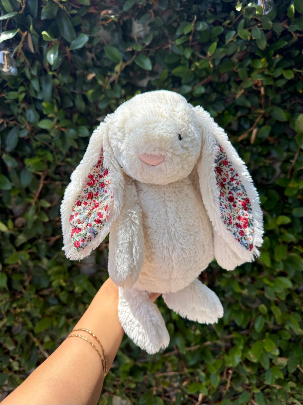 white floral  jellycat bunny